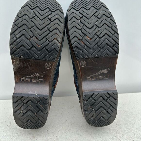 Dansko Shannon Womens Size EU 38 Shoes Blue Snake Print Nubuck Tasseled Mule - Picture 6 of 7